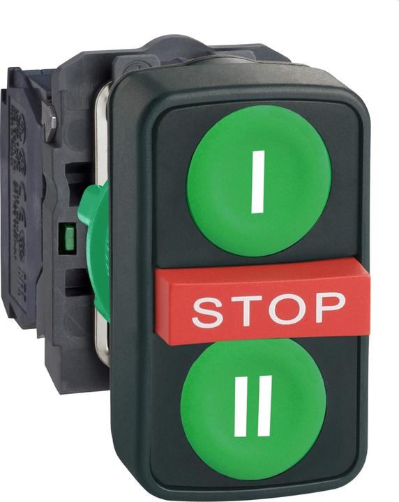 Produktbild Schneider Electric Drucktaster 3f rt/gn rechteck 2S 1Ö IP66 XB5AA731327