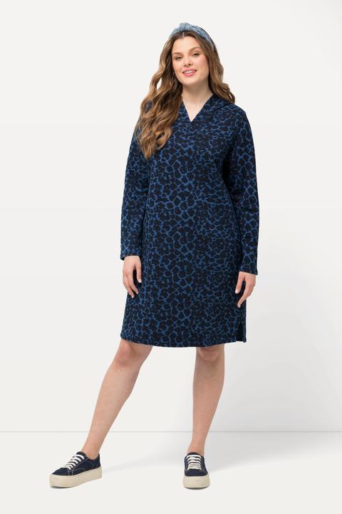 Produktbild Ulla Popken Sweatkleid, Hoodie, Leomuster, offenkantig, Langarm (54)