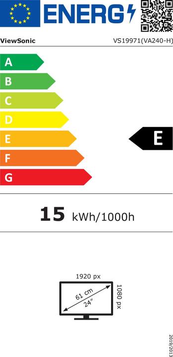 Energy Label Viewsonic VA240-H 60.96cm 24inch IPS 1920x1080 16:9 HDMI VGA (1920 x 1080 pixels, 24")