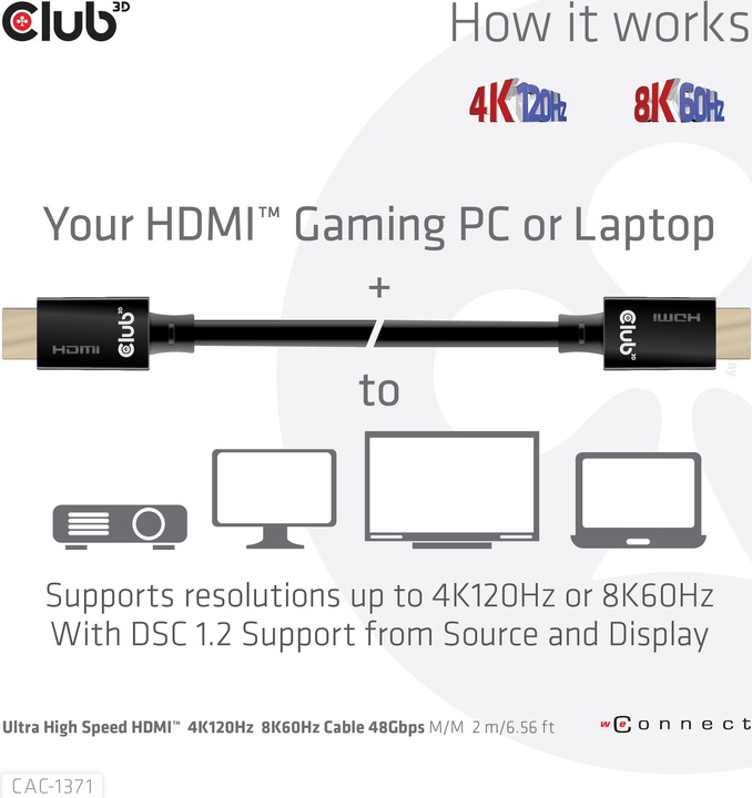 Image du produit Club 3D HDMI (Typ A) — HDMI (Typ A) (3 m, HDMI)