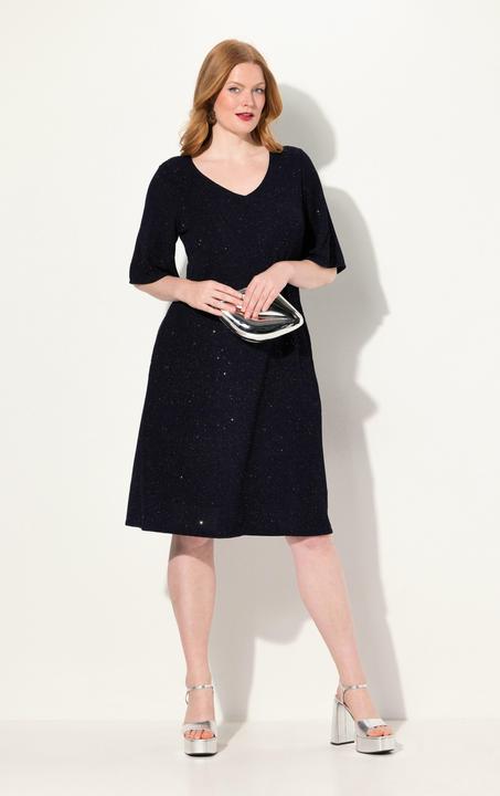 Actual product image Ulla Popken Sparkling 3/4 Sleeve A-Line Dress (54)