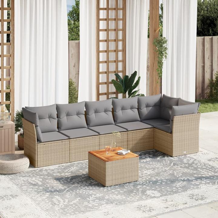 Actual product image vidaXL Garden furniture Sofa set Garden set 7-piece garden set Beige