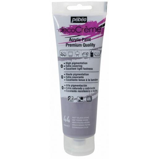 Pebeo, Künstlerfarbe + Bastelfarbe, Decocrème Matt Acrylfarben (Steinschwarz, 120 ml)