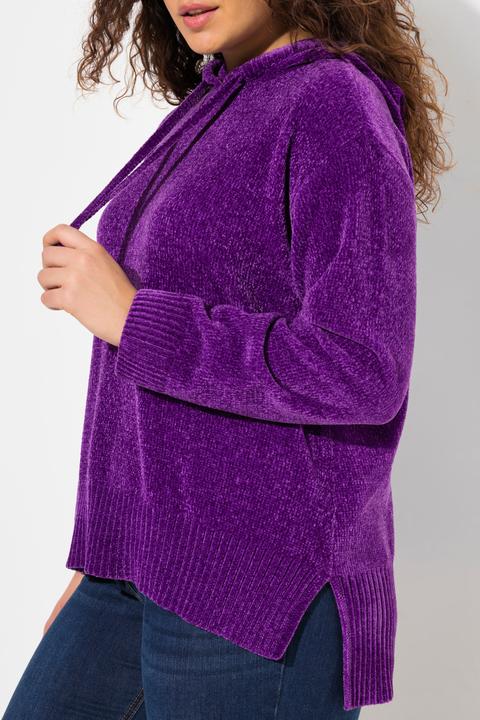 Produktbild Ulla Popken Chenille-Hoodie, Kapuze, Kordel, Langarm (50, 52)