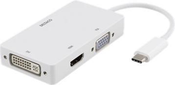 Actual product image Deltaco USBC-HDMI15 video cable adapter USB Type-C DVI-D + VGA (D-Sub) + HDMI White (USB-C, DVI, HDMI, VGA)