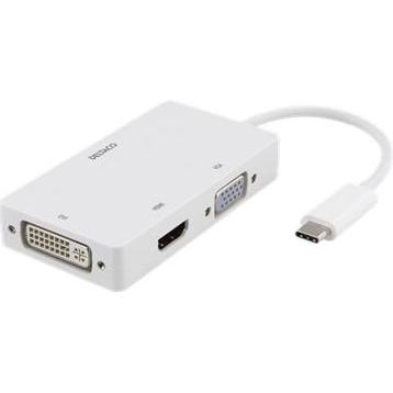 Deltaco USBC-HDMI15 video cable adapter USB Type-C DVI-D + VGA (D-Sub) + HDMI White (USB Typ-C, DVI), Data + Video Adapt...