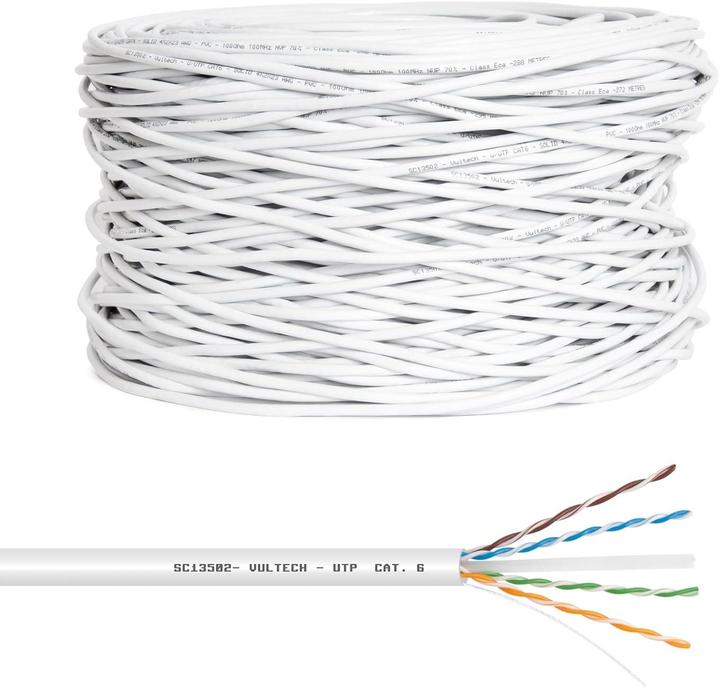 Vultech sc13502 305 network cable CAT6 FUTP FTP 101001000BaseT x grey vinyl chloride PVC strandd (F/UTP, FTP, CAT6, 305 m)