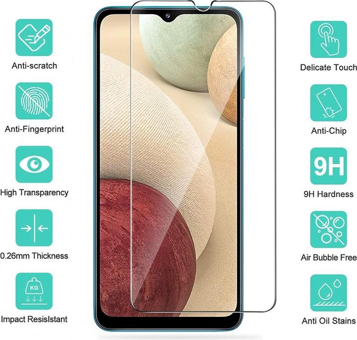 Actual product image Screenguard Samsung Galaxy A12 bulletproof glass protective film Case Friendly Design (1 pcs., Samsung Galaxy A12)