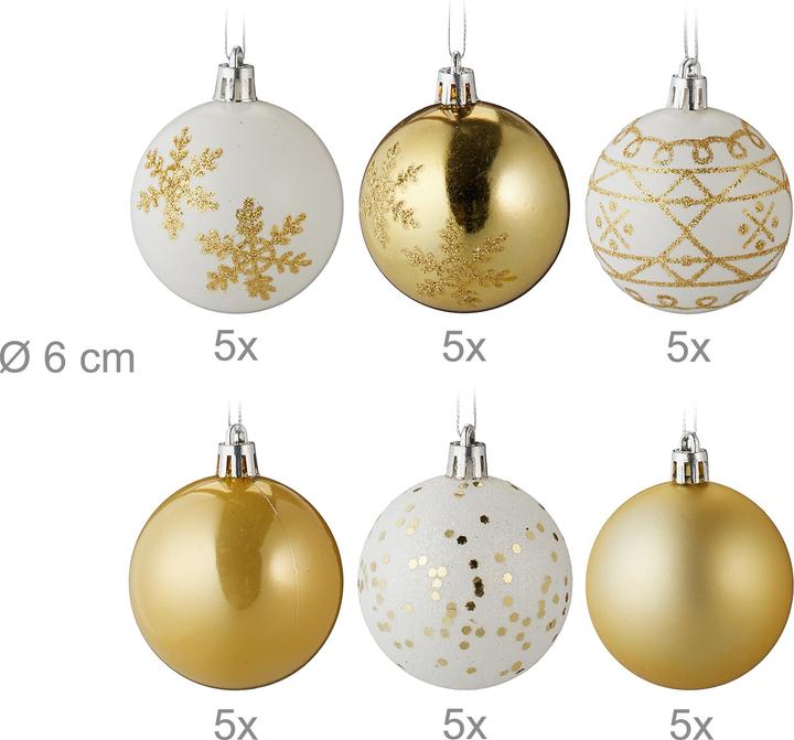 Image du produit Relaxdays Ensemble de boules de Noël (30 -pièce)