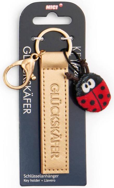 Actual product image Magni NICI Schlüsselanhänger Glückskäfer Kunstlederband mit Marienkäfer gold 10cm