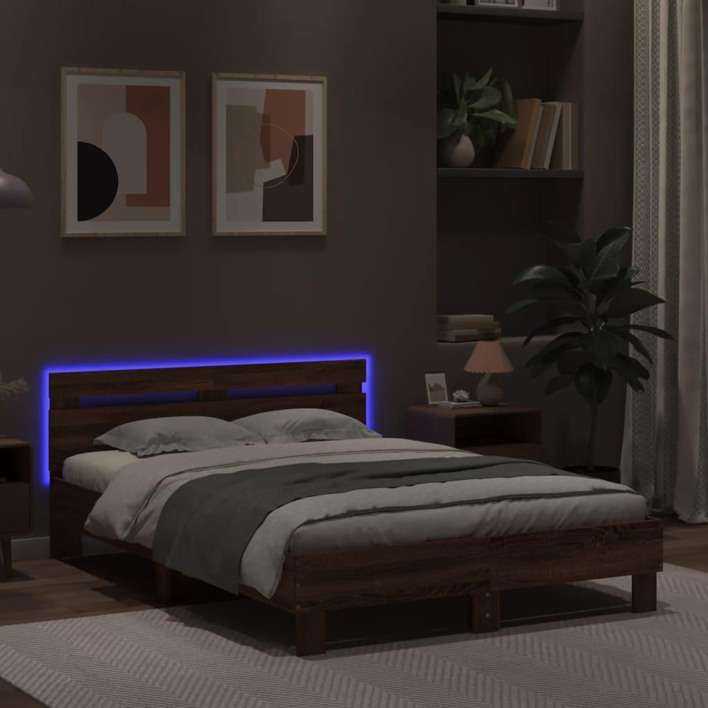 Thumbnail - VidaXL, Bett, Bettgestell mit Kopfteil LED-Beleuchtung (135 x 190 cm)