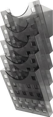 Image du produit Helit Porte-brochures H6103108 DIN A4 5 compartiments gris.tr +support mural (A4 portrait)