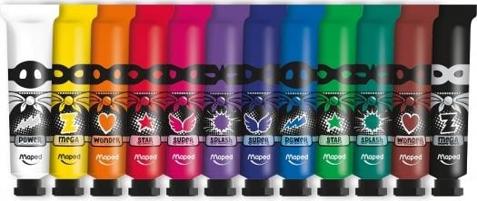 Produktbild Maped Malfarbe Gouache 12ml VE=12 Farben Schachtel (Sortiert, 12 ml)