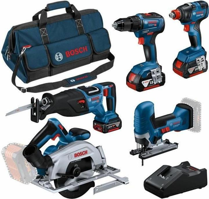 Bosch Professional Bosch Blau 0615A5003D 5 Werkzeugsatz - 5 Maschinen 18V 3 x 4.0Ah Li-Ion in Tasche