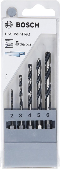 Actual product image Bosch Professional Zubehör HSS twist drills PointTeQ sets with hexagonal shank, 5 pieces (2 mm, 3 mm, 4 mm, 5 mm, 6 mm)