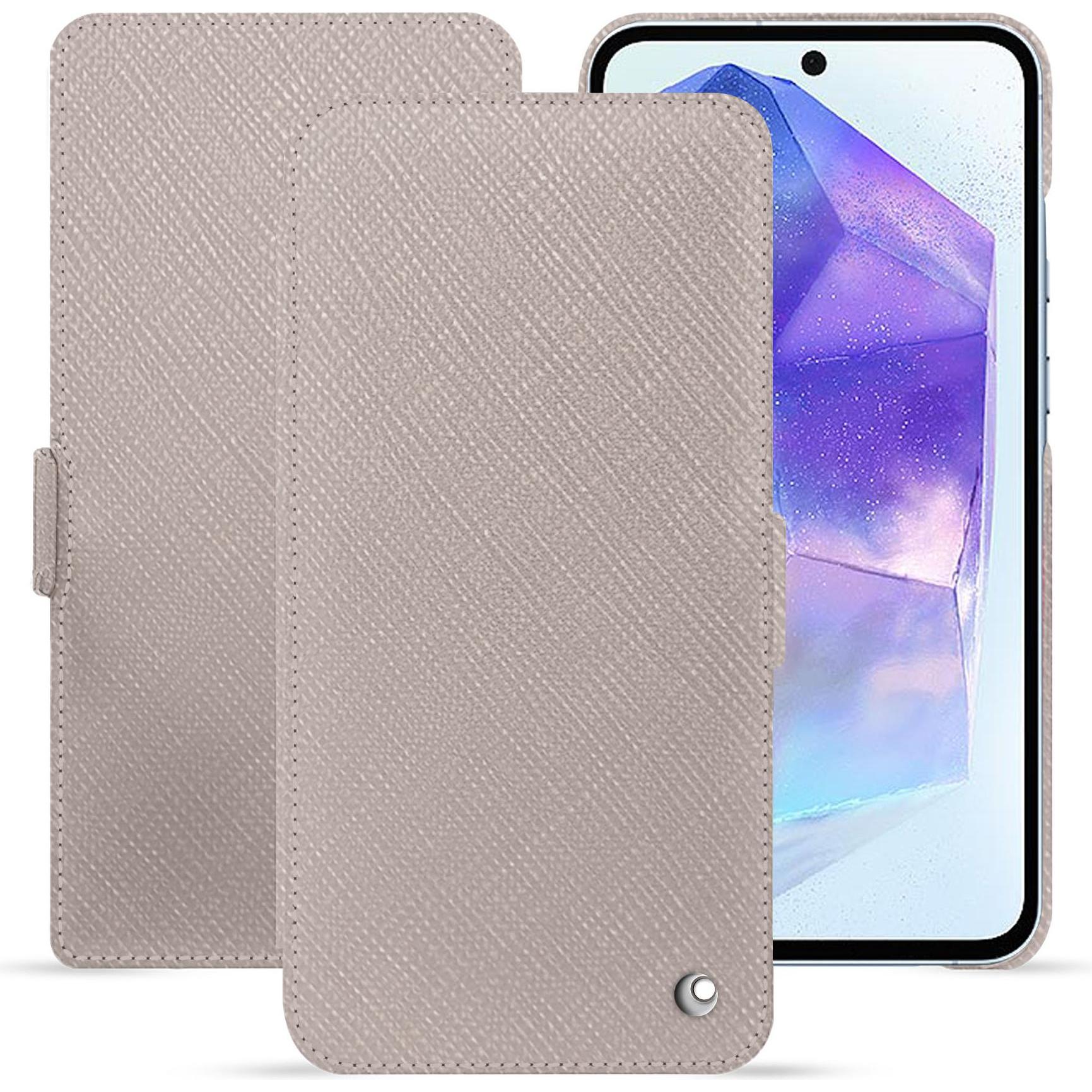 Noreve Lederschutzhülle horizontal (Samsung Galaxy A55), Smartphone Hülle, Beige