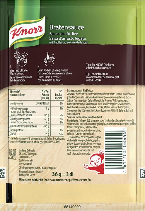 Valori nutrizionali e ingredienti Knorr Salsa