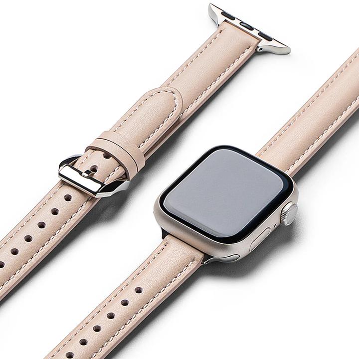 Actual product image Ringke - Leather One Padded Slim - Apple Watch SE 40mm - Cozy Pink (40 mm, Genuine leather, Stainless steel)