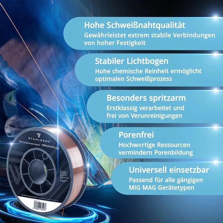 Produktbild Stahlwerk Schweissdraht MIG MAG ER70S-6 SG2 Ø 1,0 mm S200/D200 Drahtrolle 5 kg