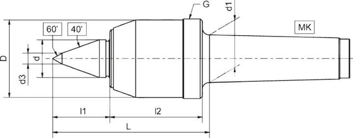 Actual product image Magni Lathe centre with rotating 845 KOP with forcing nut MK3 CONZELLA