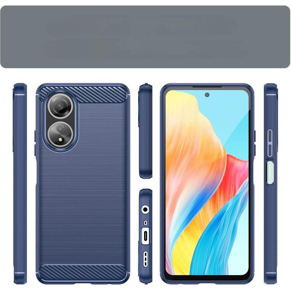Thumbnail - Cover-Discount OPPO A58 4G - Metall Carbon Look Hülle blau (Oppo A58 4G), Smartphone Hülle, Blau