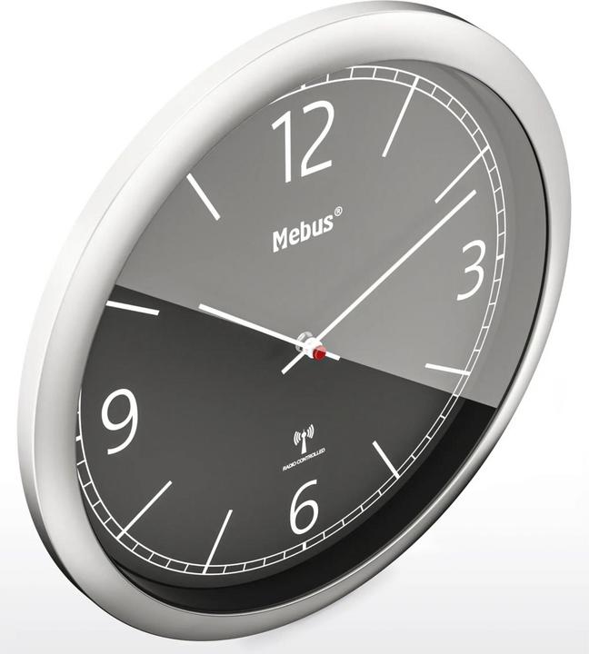 Produktbild Mebus 19813 Funkwanduhr schwarz/silber