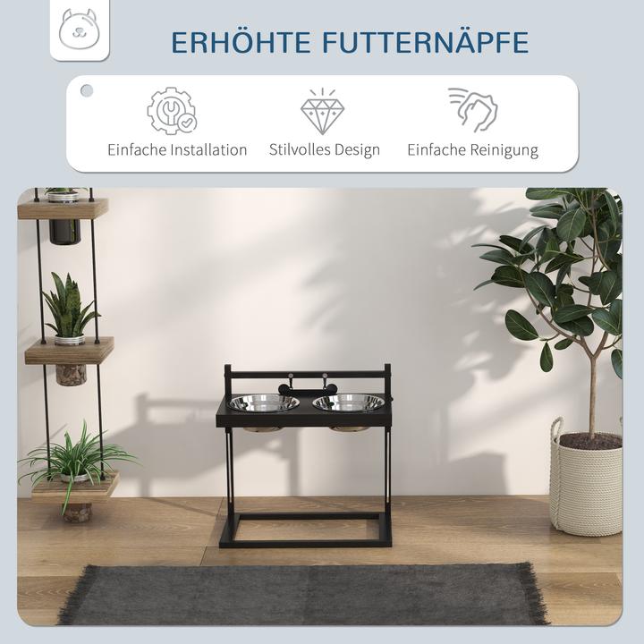 Produktbild PawHut Futterstation mit individueller Höhenanpassung und selbst personalisierbarem Namensschild (0.90 l)