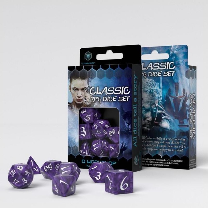 Actual product image Q Workshop SCLE1B - Classic RPG Lavender & White, Cube Set (7 pieces)