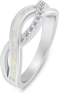 Image du produit Brilio Silver - Élégante bague en argent avec zircons et opale synthétique RI126W - Circuit : 60 mm (60)