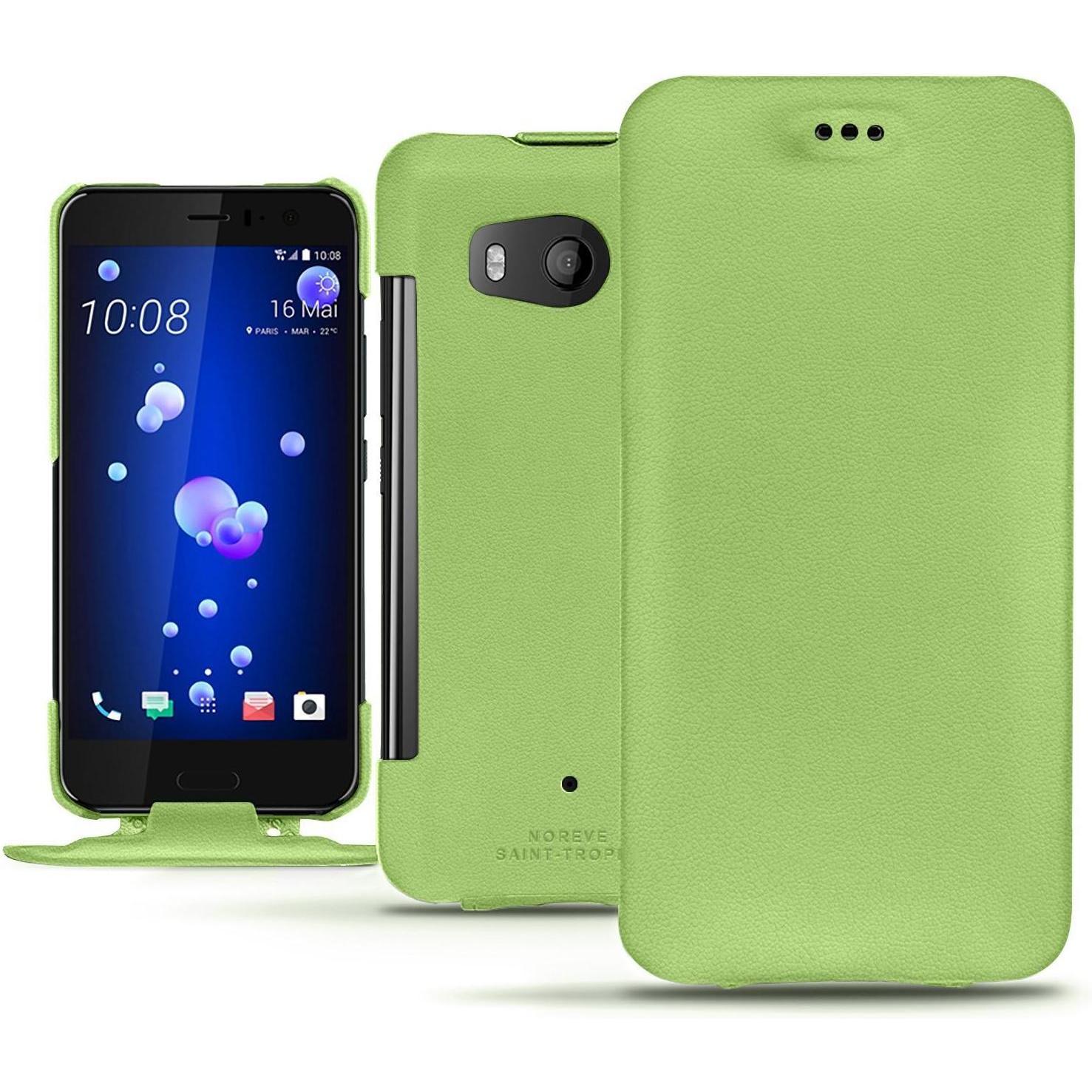 Noreve Lederschutzhülle vertikal (HTC U11), Smartphone Hülle, Grün