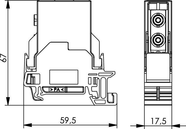 Actual product image Telegärtner STX Mounting Rail Outlet - DIN rail mounting outlet