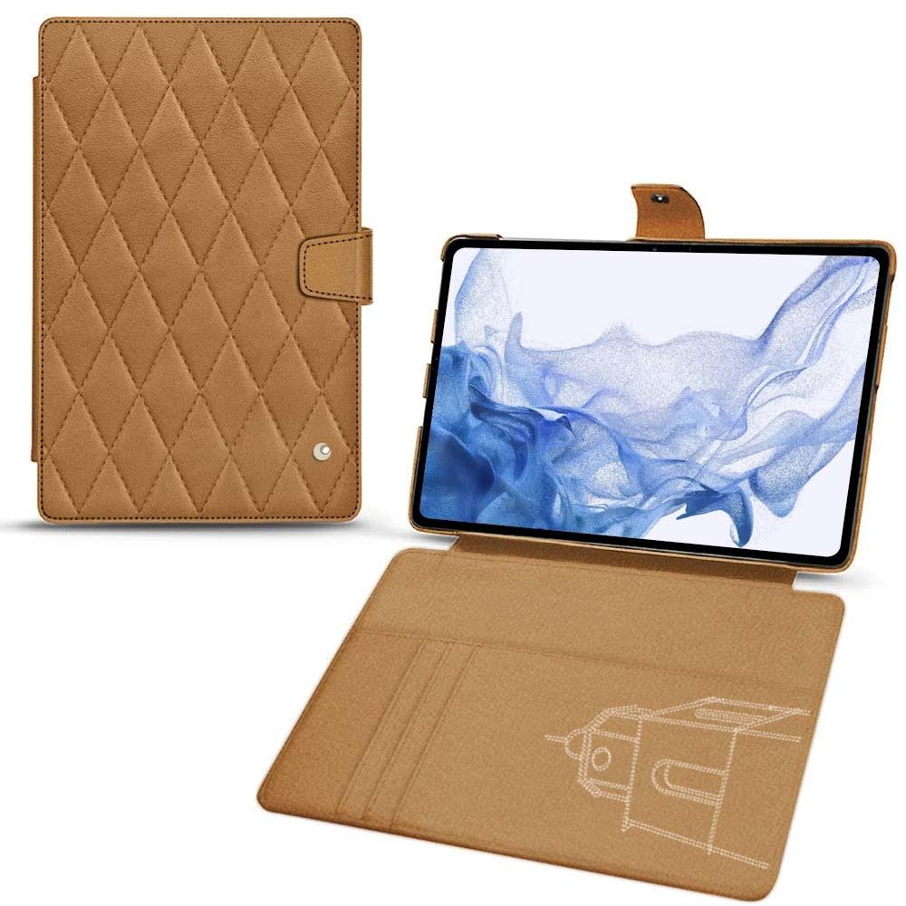 Noreve Lederschutzhülle Wallet (Galaxy Tab S8 Ultra), Tablet Hülle, Braun
