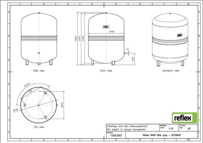 Produktbild Membran-Druckausdehnungsgefäss N grau, 6 bar 400 l 400 l