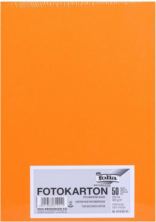 Produktbild Folia Fotokarton A4, Hellorange, 50 Stück (300 g/m², 50 x)