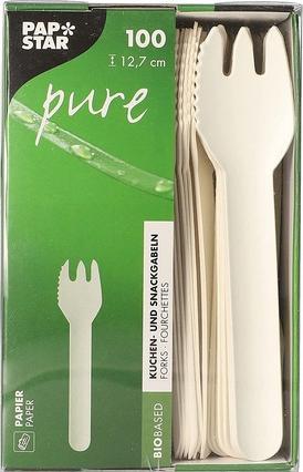 Actual product image Papstar Paper cake forks "pure", length: 127 mm, white (100x)