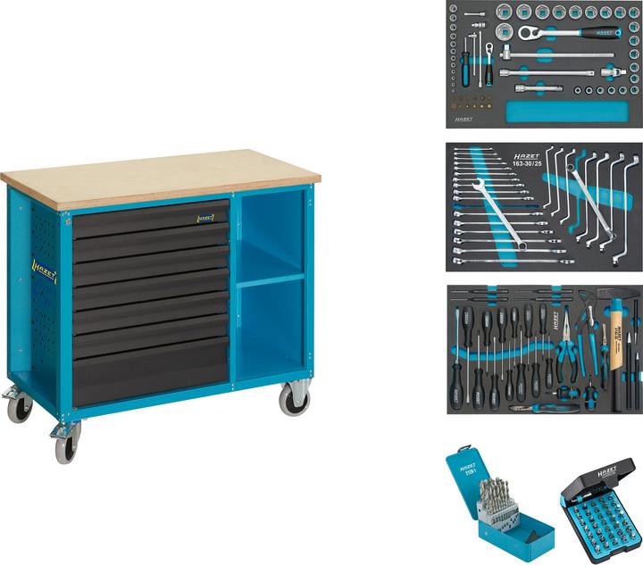 Produktbild HAZET Fahrbare Werkbank ∙ mit Sortiment 177W-7/169 ∙ Schubladen, flach: 6 x 79 x 527 x 348 mm ∙ Sch… (52 cm, 104 cm)