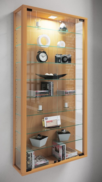 Produktbild VCM Sammel Wandvitrine Holz Glas Vitrosa Maxi (59 x 18 x 114 cm)