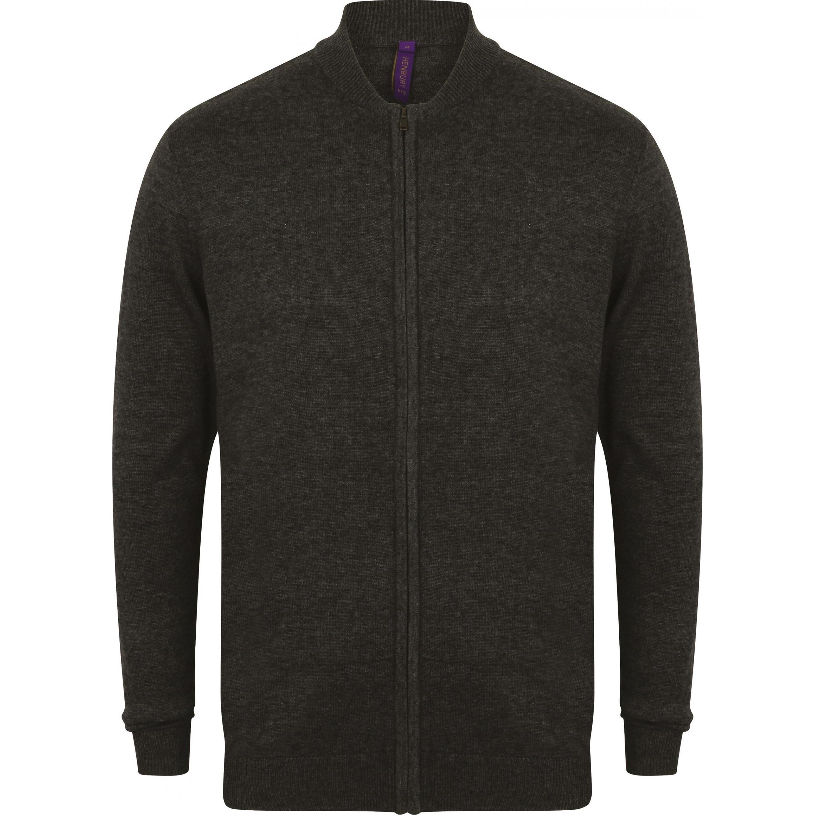 Henbury, Herren, Pullover, Strickjacke mit Reissverschluss, Grau, (XXS)