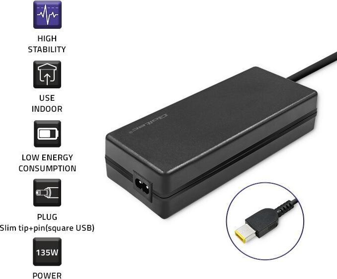 Produktbild Qoltec 51031 Power Adapter Skirta Lenovo 135W 20V 6.75A Slim Tip Pin Power Kabelis (135 W)