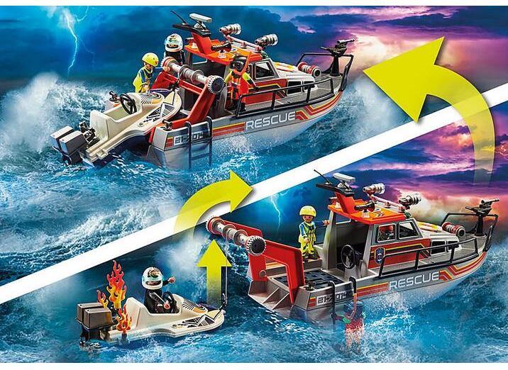 Produktbild Playmobil Seenot: Löscheinsatz mit Rettungskreuzer (70140, Playmobil City Life)