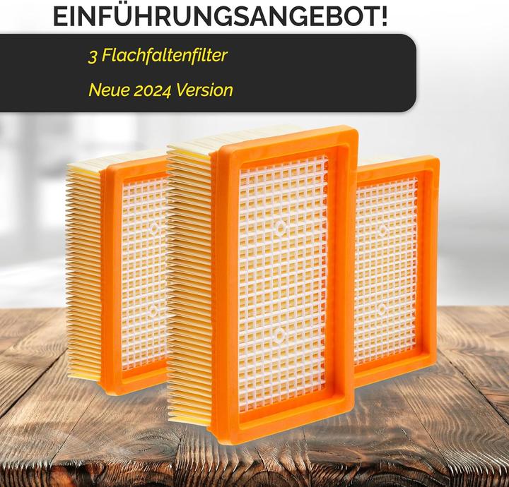 Plutoos 3 Flachfaltenfilter für WD4, WD5, WD6, MV4, MV5, MV6 Ersetzt 2.863-005.0