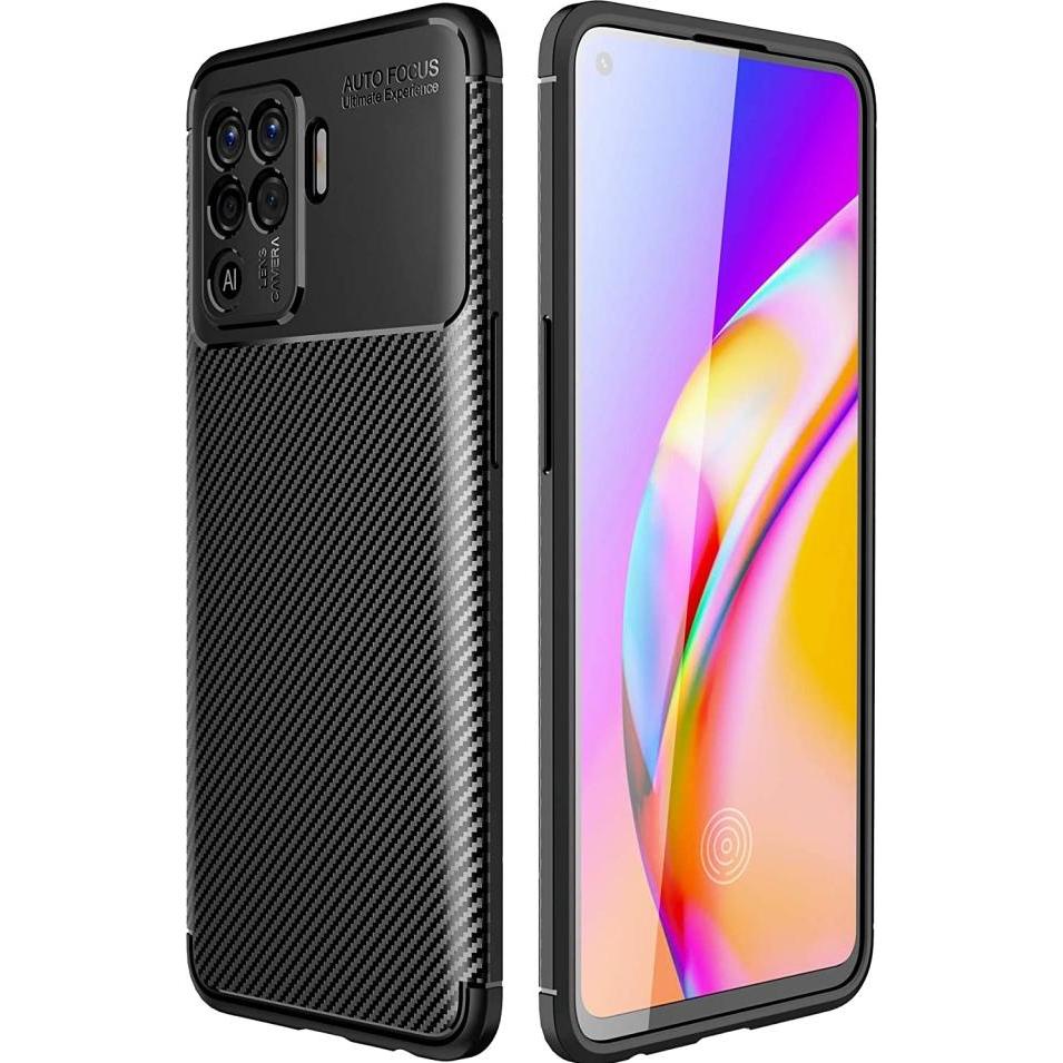 Screenguard Oppo A94 4G Hülle Carbon Design TPU Case (Oppo A94), Smartphone Hülle, Schwarz