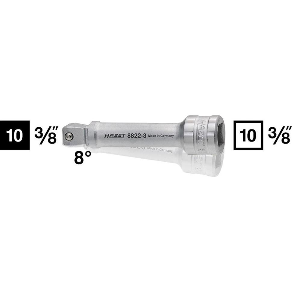 Thumbnail - HAZET, Steckschlüssel + Stecknuss, Verlängerung ∙ schwenkbar 8822-3 ∙ Vierkant10 mm (3/8 Zoll) ∙ Vierkant 10 mm (3/8 Zol...