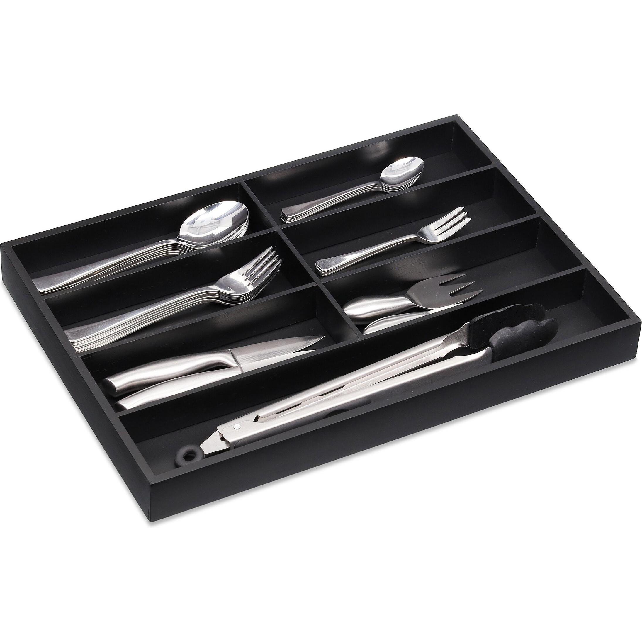 Relaxdays Besteckkasten, Besteckkasten, Schwarz