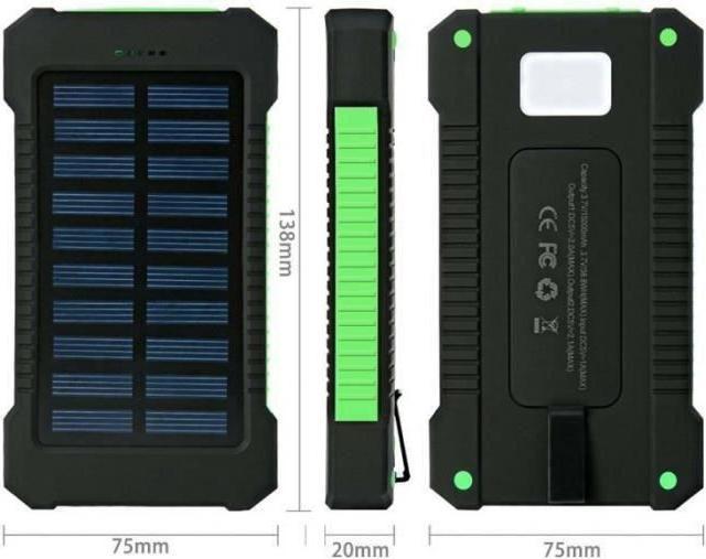 Produktbild PhoneLook Externe Batterie Solar Power Bank mit LED Lampe 20'000 mAh und Solar Panel