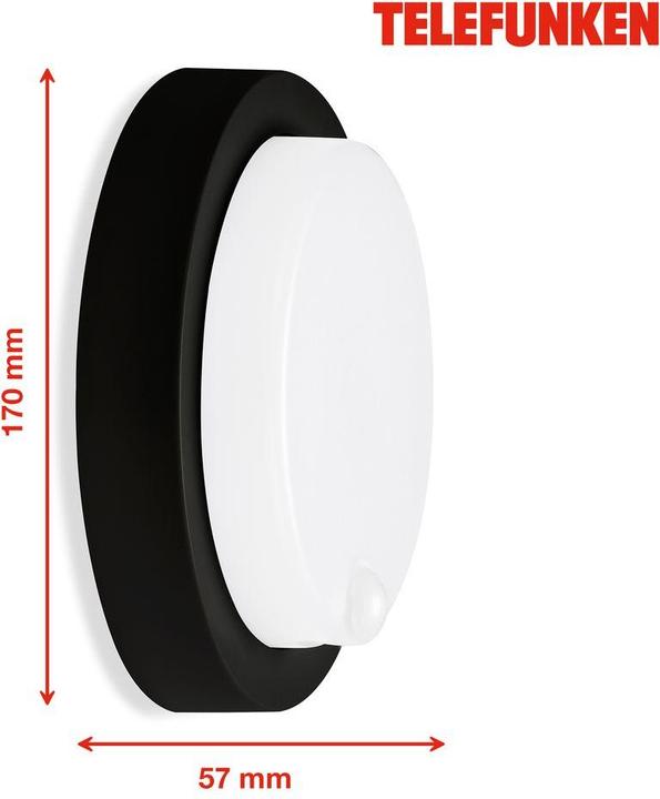 Actual product image Telefunken LED outdoor light, sensor, black, 1xLED board (1250 lm, IP44)