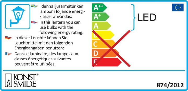 Energy Label Konstsmide Outdoor wall lamp LED, energy (GU10, IP54)