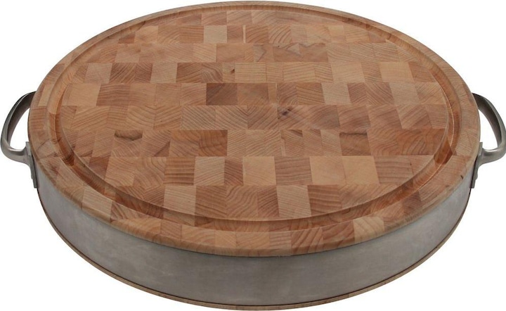 Produktbild John Boos Schneidebrett, Hackblock rund Ø 38 cm x 6,35 cm Ahorn mit Edelstahlring