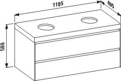 Produktbild Laufen LANI Plan de lavabo gris signalisation incl. meuble sous-lavabo, 2 découpes, 1185x495x580mm
