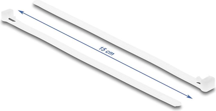 Image du produit Delock Colliers de serrage réutilisables L 150 x l 7,2 mm 100 pièces blanc (Serre-câbles en plastique, 150 mm, 100 pcs)